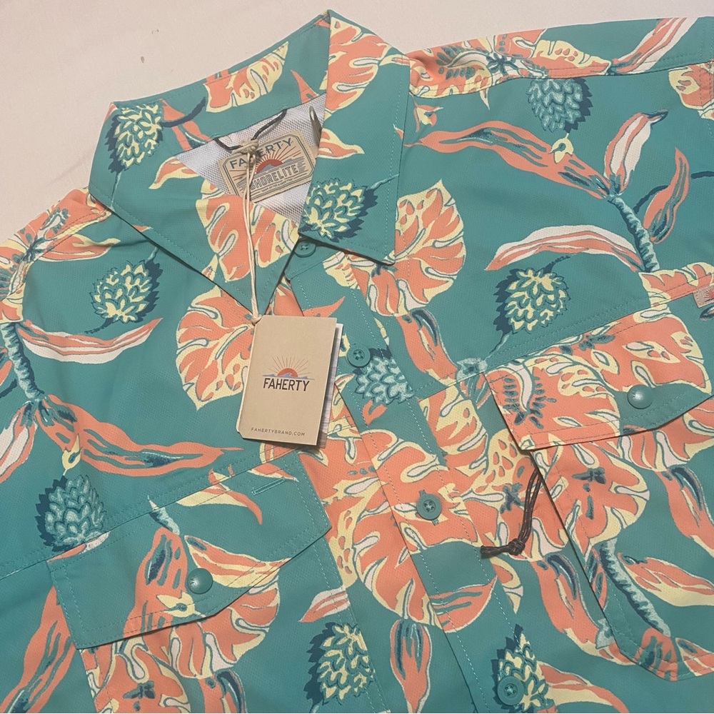 Faherty Shorelite Air Button Up Men XL Fishing Outdoor Vented Performance Shirt